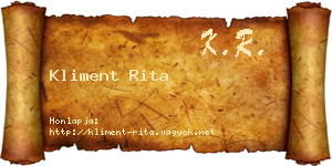 Kliment Rita névjegykártya